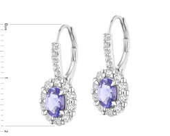 Kolczyki z białego złota z brylantami i tanzanitami - próba 585