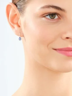 Kolczyki z białego złota z diamentami i tanzanitami - próba 585