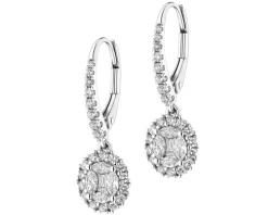 Kolczyki z białego złota z diamentami - 0,89 ct - próba 750