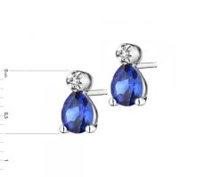 Kolczyki z białego złota z diamentami i szafirami syntetycznymi - próba 375