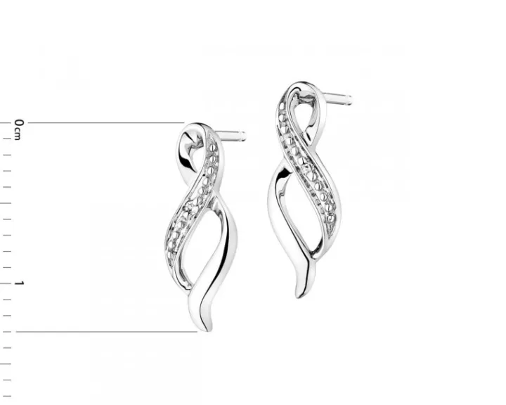Kolczyki z białego złota z diamentami - 0,008 ct - próba 375