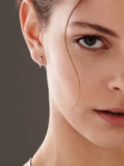 Kolczyki z białego złota z diamentami - 0,008 ct - próba 375