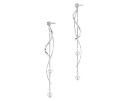 Kolczyki z białego złota z brylantami i perłami - próba 375