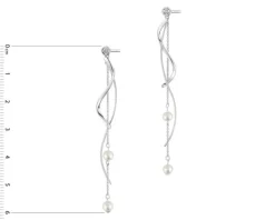 Kolczyki z białego złota z brylantami i perłami - próba 375