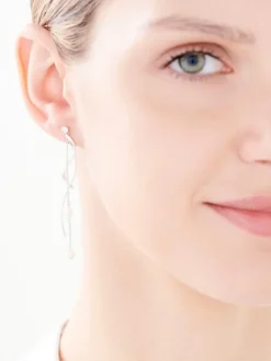 Kolczyki z białego złota z brylantami i perłami - próba 375