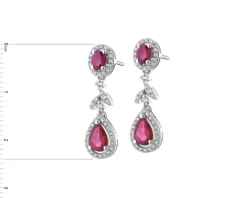 Kolczyki z białego złota z brylantami i rubinami - próba 585