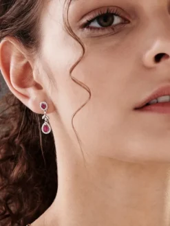 Kolczyki z białego złota z brylantami i rubinami - próba 585