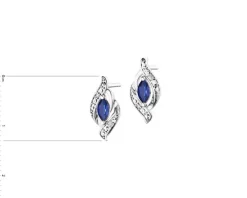 Kolczyki z białego złota z diamentami i szafirami - próba 585