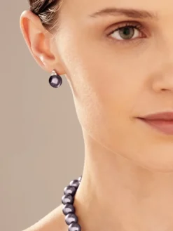 Kolczyki z białego złota z brylantami i perłami Tahiti - próba 585