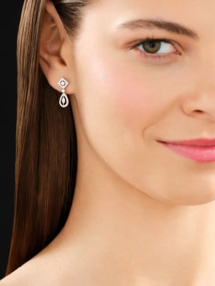 Kolczyki z białego złota z diamentami - 0,68 ct - próba 750