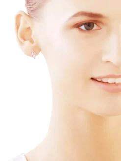 Kolczyki z białego złota z brylantami i topazami białymi - próba 375