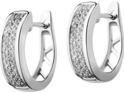 Kolczyki z białego złota z diamentami - koła - 0,10 ct - próba 375