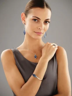 Kolczyki z białego złota z brylantami i szafirami - próba 585