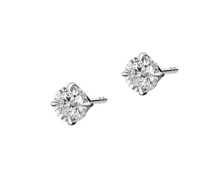 Kolczyki z białego złota z brylantami - 0,16 ct - próba 585