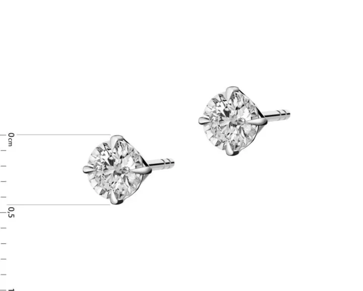 Kolczyki z białego złota z brylantami - 0,16 ct - próba 585