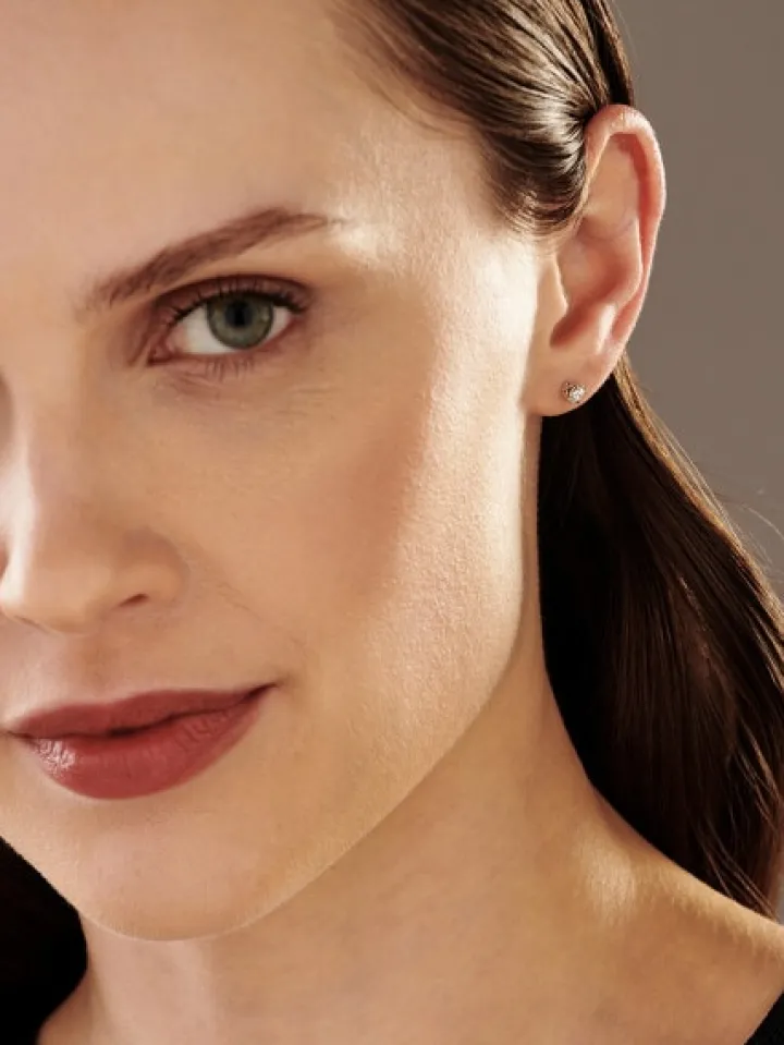 Kolczyki z białego złota z brylantami - 0,16 ct - próba 585