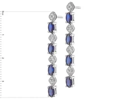 Kolczyki z białego złota z diamentami i szafirami - próba 585