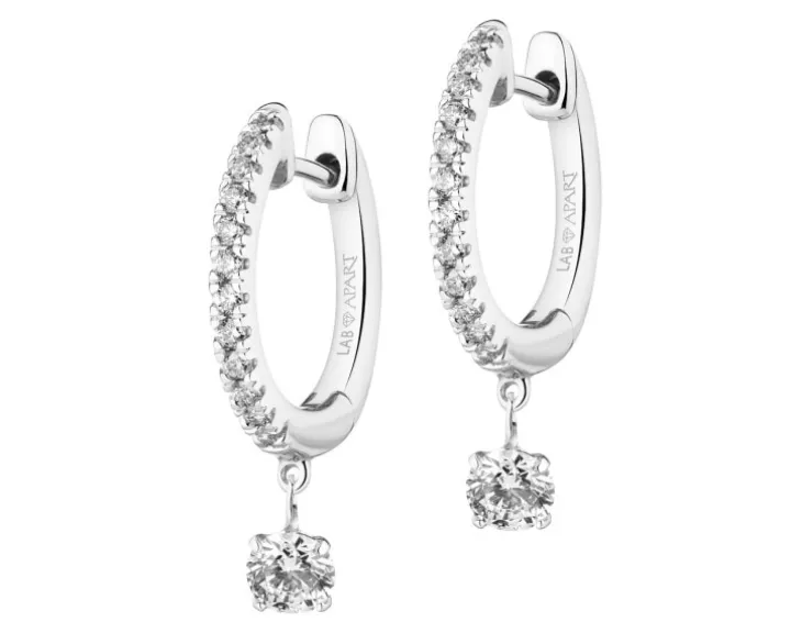 Kolczyki z białego złota z brylantami laboratoryjnymi - 0,50 ct - próba 585