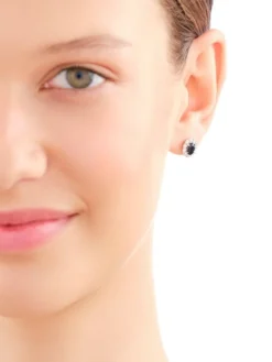 Kolczyki z białego złota z brylantami i szafirami - próba 585