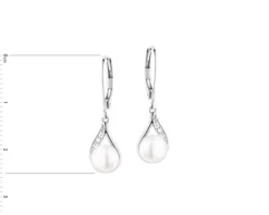 Kolczyki z białego złota z diamentami i perłami - próba 585