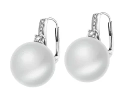 Kolczyki z białego złota z brylantami i perłami South Sea - próba 585