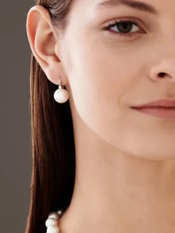 Kolczyki z białego złota z brylantami i perłami South Sea - próba 585