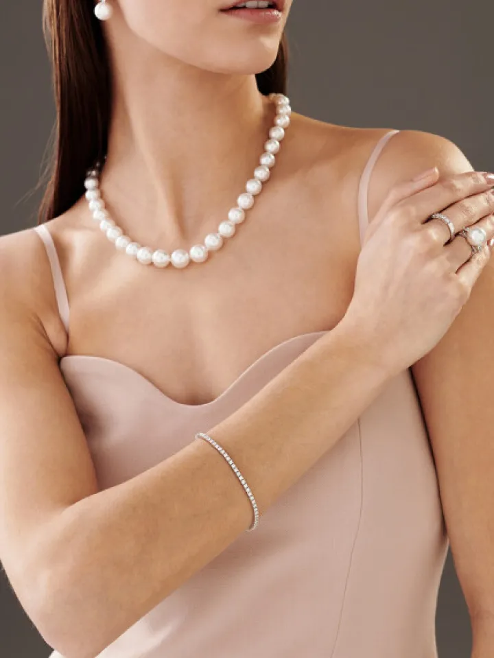 Kolczyki z białego złota z brylantami i perłami South Sea - próba 585