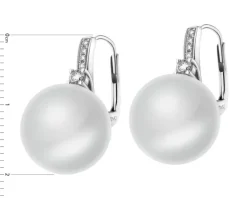 Kolczyki z białego złota z brylantami i perłami South Sea - próba 585