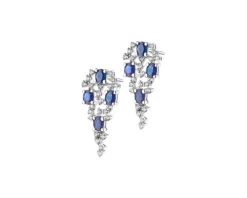 Kolczyki z białego złota z brylantami i szafirami - próba 585