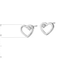 Kolczyki z białego złota z brylantami - serca - 0,01 ct - próba 585