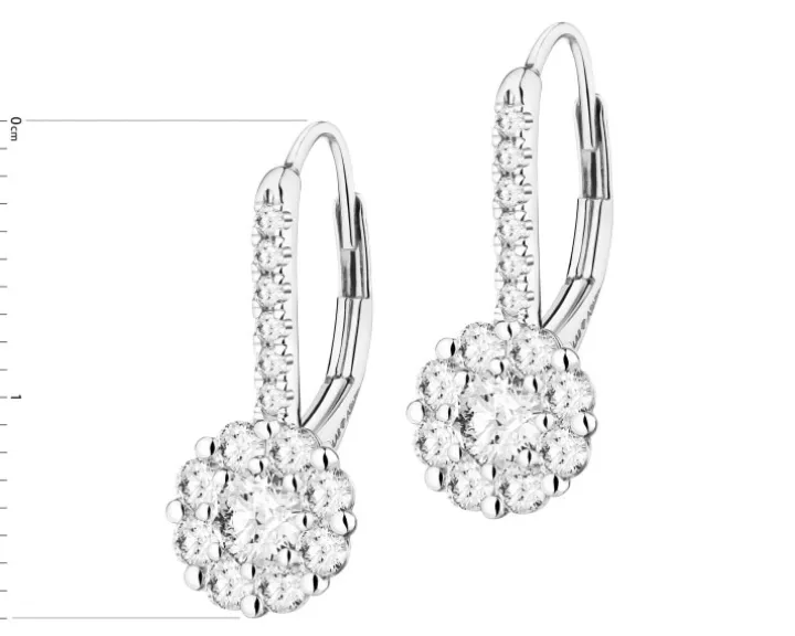 Kolczyki z białego złota z brylantami laboratoryjnymi - 1,10 ct - próba 585