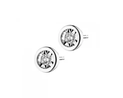 Kolczyki z białego złota z brylantami - 0,10 ct - próba 375