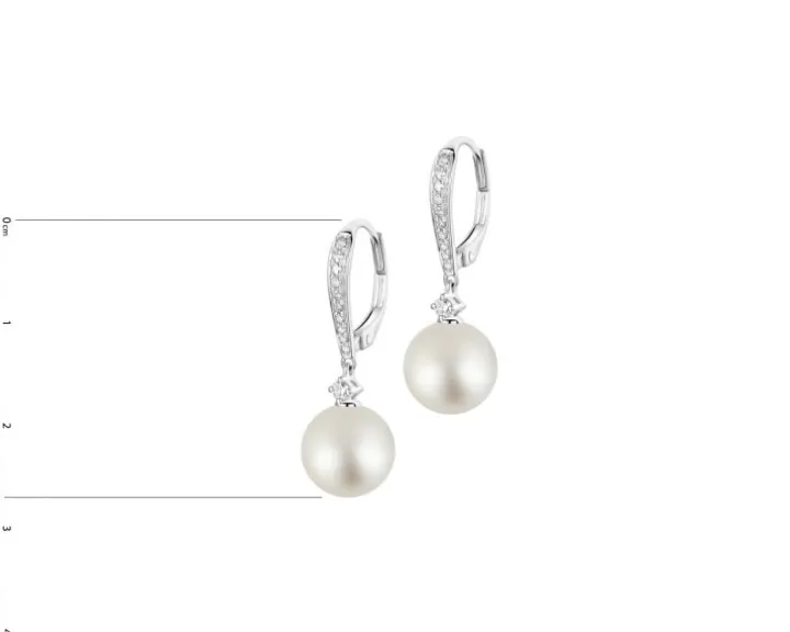 Kolczyki z białego złota z brylantami i perłami South Sea - próba 585
