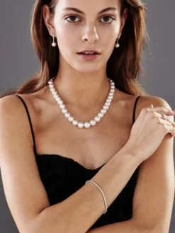 Kolczyki z białego złota z brylantami i perłami South Sea - próba 585