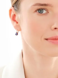 Kolczyki z białego złota z diamentami i perłami - próba 585