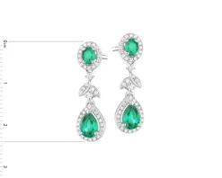 Kolczyki z białego złota z brylantami i szmaragdami - próba 585