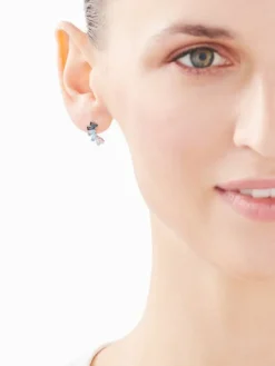 Kolczyki z białego złota z diamentami i topazami - próba 585