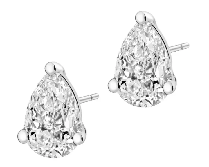 Kolczyki z białego złota z diamentami laboratoryjnymi - 0,81 ct - próba 585