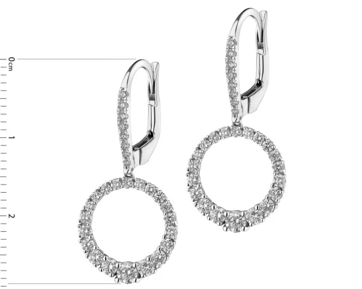 Kolczyki z białego złota z brylantami - 1,12 ct - próba 585