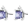 Kolczyki z białego złota z diamentami i tanzanitami - próba 585
