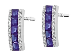 Kolczyki z białego złota z brylantami i szafirami - próba 585