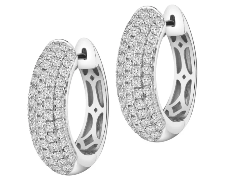 Kolczyki z białego złota z brylantami laboratoryjnymi - koła - 1,26 ct - próba 585
