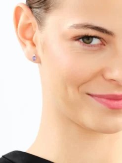 Kolczyki z białego złota z brylantami i tanzanitami - próba 585