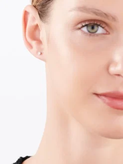 Kolczyki z białego złota z brylantami - 0,02 ct - próba 375