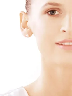 Kolczyki z białego złota z diamentami i perłami - próba 585