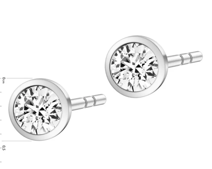 Kolczyki z białego złota z brylantami laboratoryjnymi - 0,30 ct - próba 585