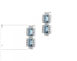 Kolczyki z białego złota z diamentami i topazami London Blue - próba 375