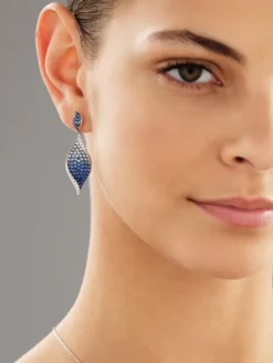 Kolczyki z białego złota z brylantami i szafirami - próba 585