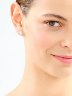 Kolczyki z białego złota z brylantami i opalami - próba 585