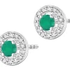 Kolczyki z białego złota z diamentami i szmaragdami - próba 585